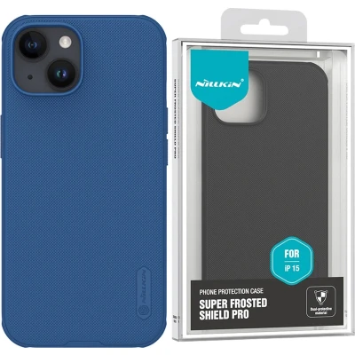 Afbeelding van Nillkin Super Frosted Shield Apple iPhone 15 Plus Hoesje Blauw