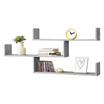 Afbeelding van Wandrek Grimstad met 3 planken 119x18x55 cm betonkleurig