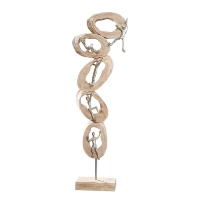 Afbeelding van Gilde Handwerk Beeld Sculptuur Op weg naar de top 77x23x9cm Mangohout Aluminium