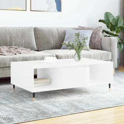 Afbeelding van Salontafel 104x60x35 cm bewerkt hout hoogglans wit