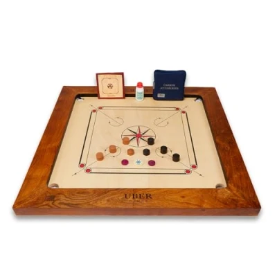 Afbeelding van Bulldog Tournament Carrom Set 16 KG ECO Hardhout &amp; Rosewood Top Kwaliteit Klasse en Geweldig