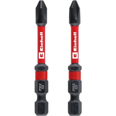 Afbeelding van Einhell Embouts à impact double torsion 60 mm PH2 (acier S2, haute durabilité, effet de torsion, bague couleur rouge, tige E6.3)