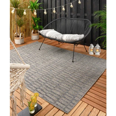 Afbeelding van Buitenkleed Bricks Donkerblauw/zilver 66x230 Cm