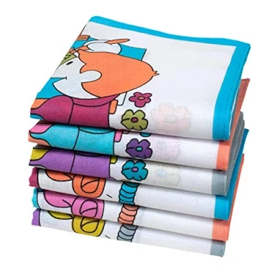 Afbeelding van Merrysquare Zakdoeken van stof voor kinderen klein formaat 30 cm x 6 stuks 100% katoen model krabouille