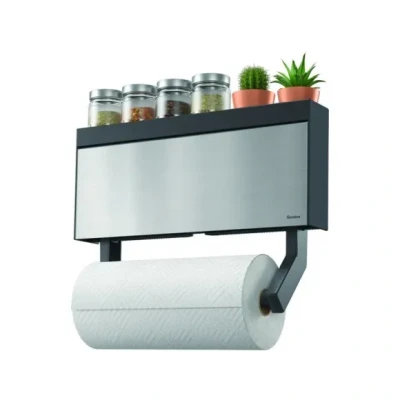 Afbeelding van Metaltex Kitchen Helpers Tango Keukenrolhouder Met Snijhulp 38X6X17 Cm Rvs/Grijs
