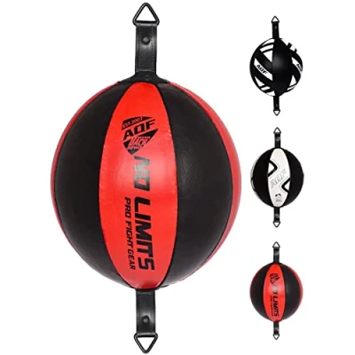 Afbeelding van Boksen dubbele bal Rex lederen bokslamp set MMA boksbal volwassenen training speedball (zwart rood)