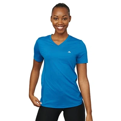 Afbeelding van DANISH ENDURANCE Sport T Shirt voor Dames, Quick Dry, V Hals, Gerecycelde Materialen, 1 pack, Blauw, M