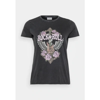 Afbeelding van ONLY Carmakoma Carlucy LIFE Tshirt print, Dames, Maat: S 42/44, Black