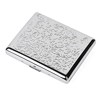 Afbeelding van Vintage metalen sigarettenkoker Dubbelzijdig open veer clip sigarettenetui voor sigaretten 18 20 100 mm (zilver)