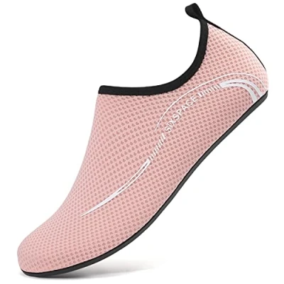 Afbeelding van Sixspace Badschoenen voor dames en heren, sneldrogend, zwemschoenen, strandschoenen, waterschoenen, lichte surfschoenen, neopreen, maat 34 47, Roze, 41 EU