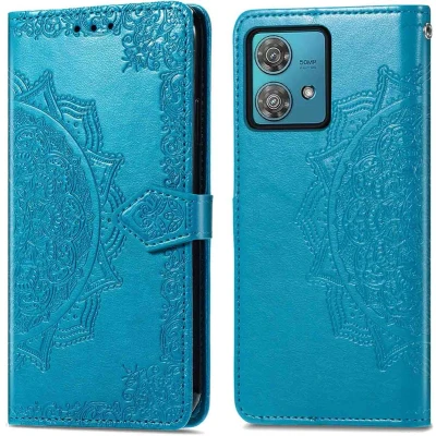 Afbeelding van iMoshion Hoesje Geschikt voor Motorola Edge 40 Neo Met Pasjeshouder Mandala Bookcase Turquoise