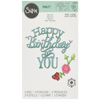 Afbeelding van Sizzix Thinlits Die by Jen Long Phrase Happy Birthday to You (3pcs) (660368)