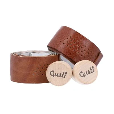 Afbeelding van Gusti Fausto C. Echt lederen stuurband voor fietsstuur 80 cm fietsaccessoires racefiets fiets accessoires bruin
