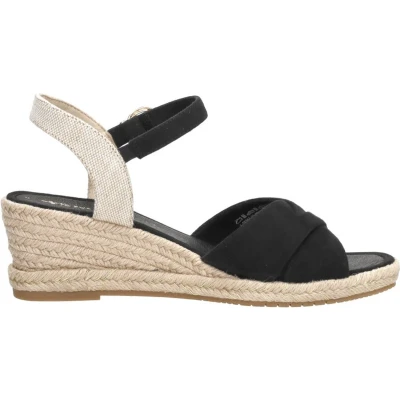 Afbeelding van Tamaris Sandalen met sleehak, Dames, Maat: 42, Black Textiel