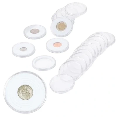 Afbeelding van Uncle Paul Set van 20 capsules voor 46 mm munten met 6 maten (17/22/27/32/37/46 mm) schuimrubberen afdichtingen muntcollectie