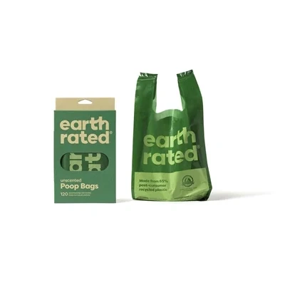 Afbeelding van Earth Rated Poepzakjes Met Handvaten Geurloos Gerecycled 120 ST