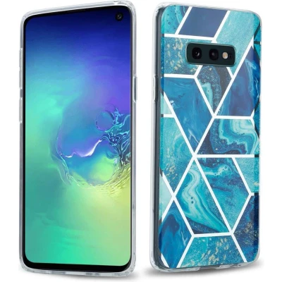 Afbeelding van Cadorabo Hoesje geschikt voor Samsung Galaxy S10 4G in Blauwe Golf Marmer No. 13 Beschermhoes gemaakt van TPU siliconen Case Cover met mozaïek motief