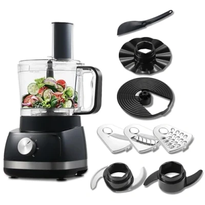 Afbeelding van TopStrong multifunctionele keukenmachine, 800 W, robot, 2 l, 6 in 1 huishoudelijke voedselprocessor inclusief hakmolen, kneedhaak, mixer, 3 instelbare snelheden
