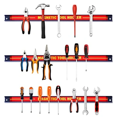 Afbeelding van GIANTEX 3 stuks Magnetische gereedschapsstangen 46 cm Sterke gereedschapshouder gereedschapsrail Wandhouder met montagemateriaal Werkplaats rood