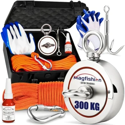 Afbeelding van Magfishion Magneetvissen Set 180 KG Vismagneet 20 Meter Lang Touw Koffer voor Magneet Vissen Karabijnhaak met Schroefsluiting Handschoenen Borgmiddel Starterspakket Kinderen