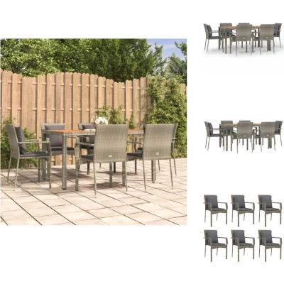 Afbeelding van vidaXL 7 delige Tuinset met kussens poly rattan grijs