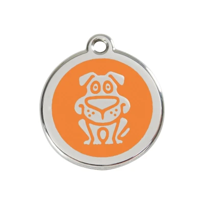 Afbeelding van Dog Orange roestvrijstalen hondenpenning medium/gemiddeld dia. 3 cm RedDingo