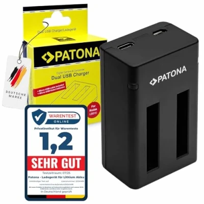 Afbeelding van PATONA Dubbele oplader compatibel met Kodak LB 015 batterij, WPZ 2 camera&#039;s