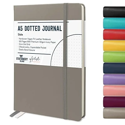 Afbeelding van Stationery Island A5 Bullet Dotted dagboek Leisteen kleur Gestippeld Harde Kaft dot Journal Met 180 Paginas En 120gsm notitieboek. van hoge kwaliteit Notitieboek