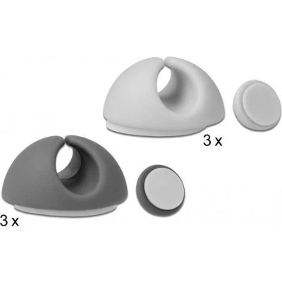 Afbeelding van Zelfklevende kabelhouders voor 1 kabel 6 stuks / wit/grijs