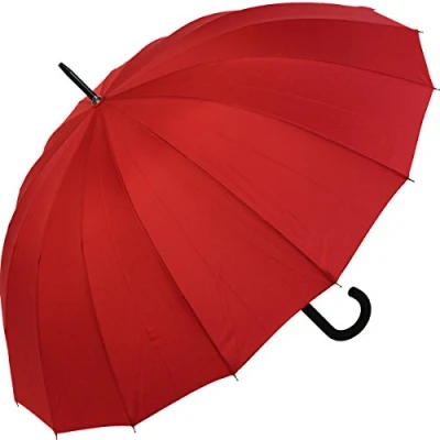 Afbeelding van iX brella Lang Hoogwaardige 16 delige paraplu met stormbestendig automatisch mechanisme, Rood, Automatische