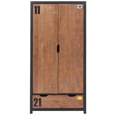 Image de Vipack armoire à linge 2 portes Alex brune/noire 200x100x55 cm Noir MDF