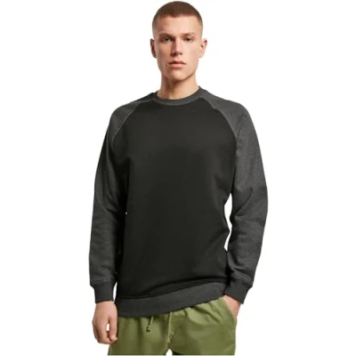 Afbeelding van Build Your Brand Raglan Crewneck Sweater Black/Charcoal (Heather) maat M