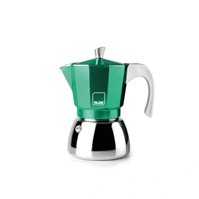 Afbeelding van IBILI Elba Green Express koffiezetapparaat, 12 kopjes, 600 ml, gegoten aluminium, roestvrijstalen basis, geschikt voor inductie