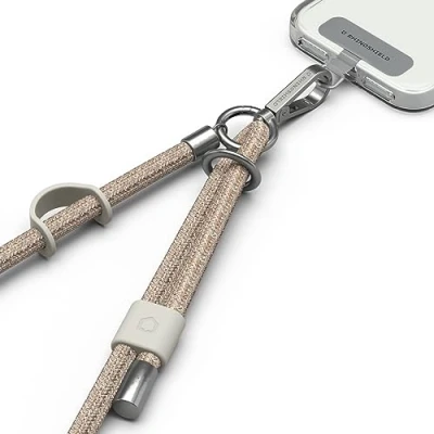 Afbeelding van RHINOSHIELD gevlochten telefoonkoord, duurzaam en verstelbaar koord, modieuze kleuren van gerecyclede materialen (adapter voor telefoonkoord inbegrepen) roségoud