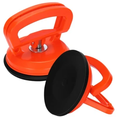 Afbeelding van Welsberg 2 x zuignap hefvermogen 50 kg, vacuümzuignap met antislip handgreep voor het vervoer van ramen, tegels, glas, laminaat, diameter 118 mm, oranje