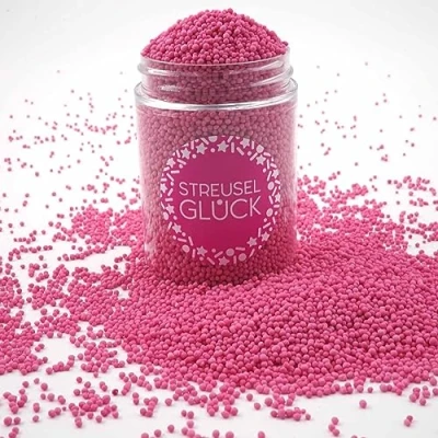 Afbeelding van Streusel Glück Just Pure Rose 90 g Nonpareilles suikerparels voor kinderverjaardag Kerstmis taartdecoratie cupcake muffins