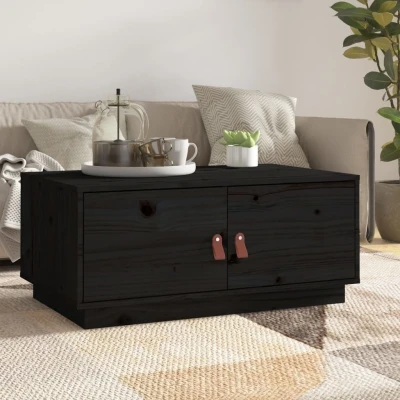 Afbeelding van Salontafel 80x50x35 cm massief grenenhout zwart