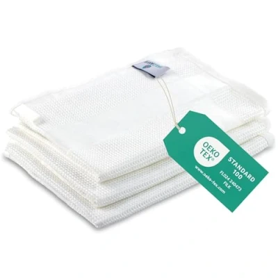 Afbeelding van ELEXACLEAN Oeko Tex® standaard 100, theedoeken, modern, set van 3, 68 x 42 cm, wit