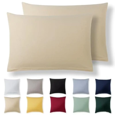 Afbeelding van Alreya Lot de 2 Taies d&#039;oreiller 50 x 80 cm Beige 100 % jersey coton en super douces Avec fermeture éclair
