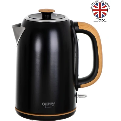 Afbeelding van Camry CR 1342 Stalen waterkoker 1.7 liter Strix zwart