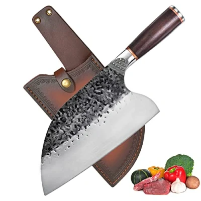 Afbeelding van Chinees keukenmes, professioneel slagersmes, uitbeenmes, Santoku mes, vleesmes, groente en fruitmes, met roestvrij staal, koksmes hakmolen