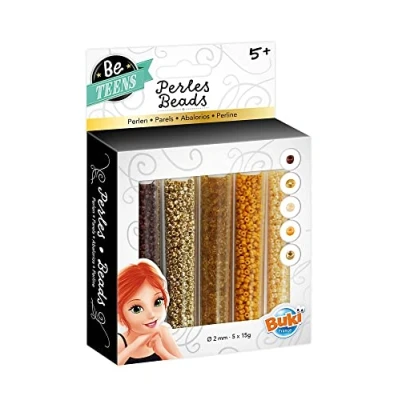 Afbeelding van Buki PE009 parels goud/bruine buizen