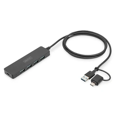 Image de DIGITUS Slim Line Concentrateur (hub) 4 x SuperSpeed USB 3.0 de bureau