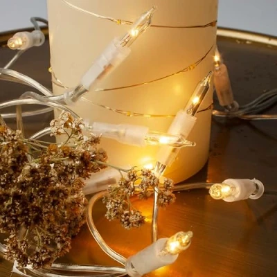 Afbeelding van Hellum Lichtsnoer voor binnen, aangedreven door 10 heldere en warme reservelampen, 1,35 m, transparante kabel, lampen met stekker Kerstmis, 831191