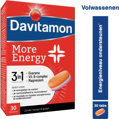 Afbeelding van Davitamon® More Energy 3 In 1 30 Tab: Energie Mentaal En Fysiek, Bij Vermoeidheid