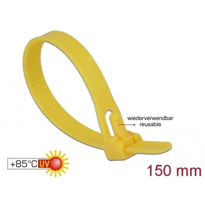 Afbeelding van Kabelbindingen herbruikbare warmtebestendig l 150 x w 7,5 mm 100 stuks geel
