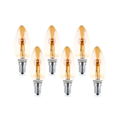 Afbeelding van E14 LED Filament Kaarslamp Goud 4W Spiral Extra Warm Wit Dimbaar 6 Pack