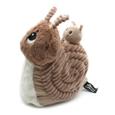 Afbeelding van LES DÉGLINGOS PTITPOTOS Speedou de slak mama baby zacht pluche dier ideaal cadeau voor geboorte beige 22 cm