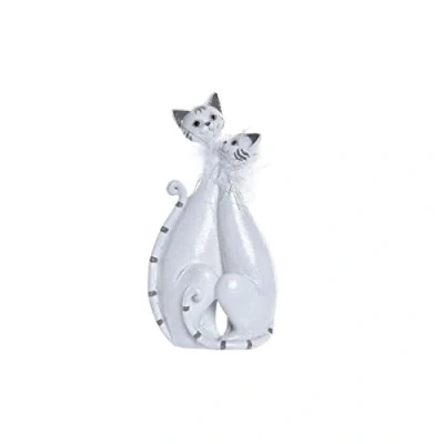 Afbeelding van Decoratieve figuren DKD Home Decor 15 x 10 29 cm Wit Katten Romantiek