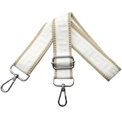 Afbeelding van tasriem, verstelbare breedte 3,8 cm, met zilverkleurige karabijnhaak, draagriem voor dames, handtassen, kaki/wit, K41